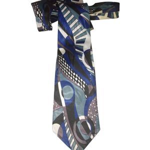 5/$25 Florenzi Blue Grey Silk Geometric Men's Tie